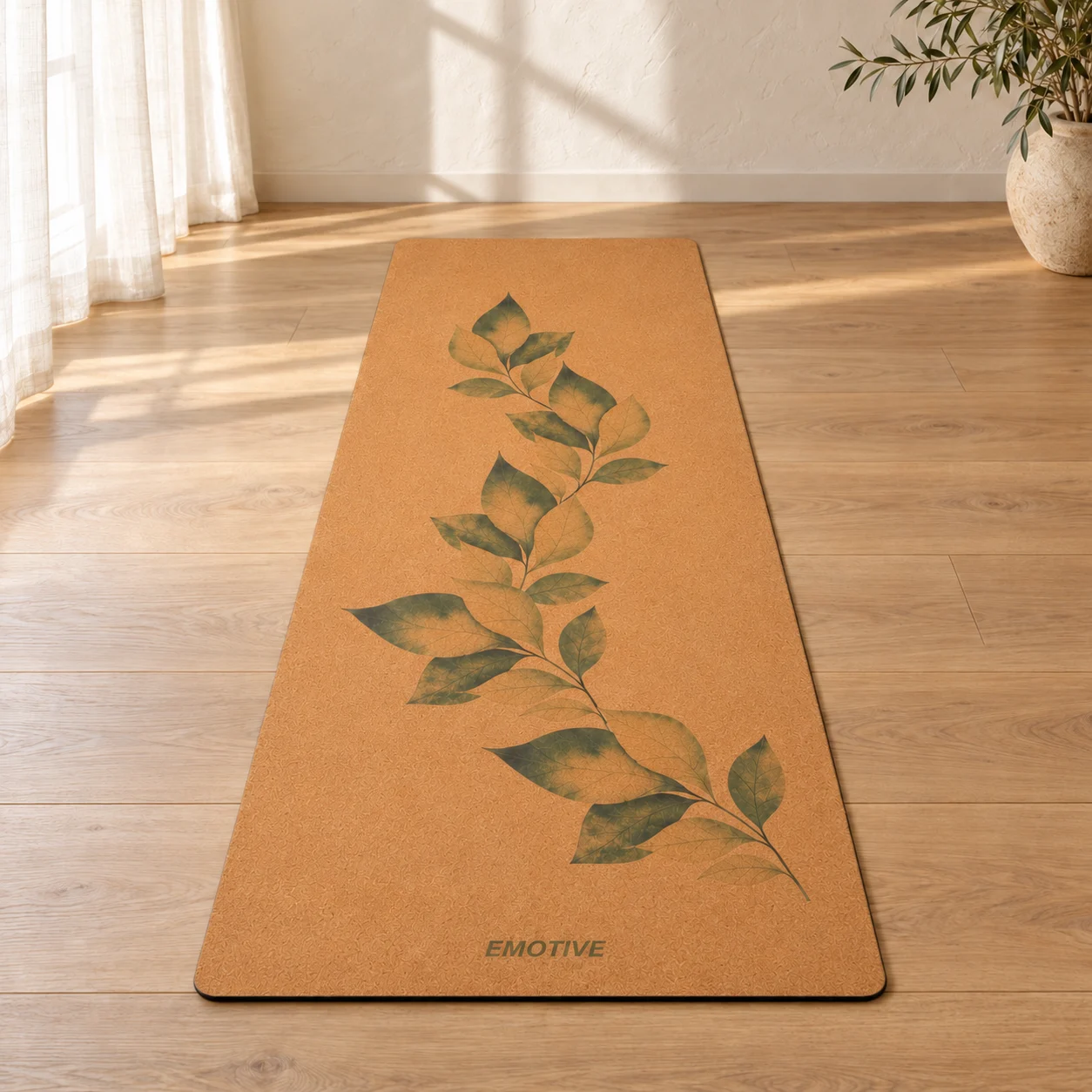 Botanical Leaf Natural Cork Yoga Mat