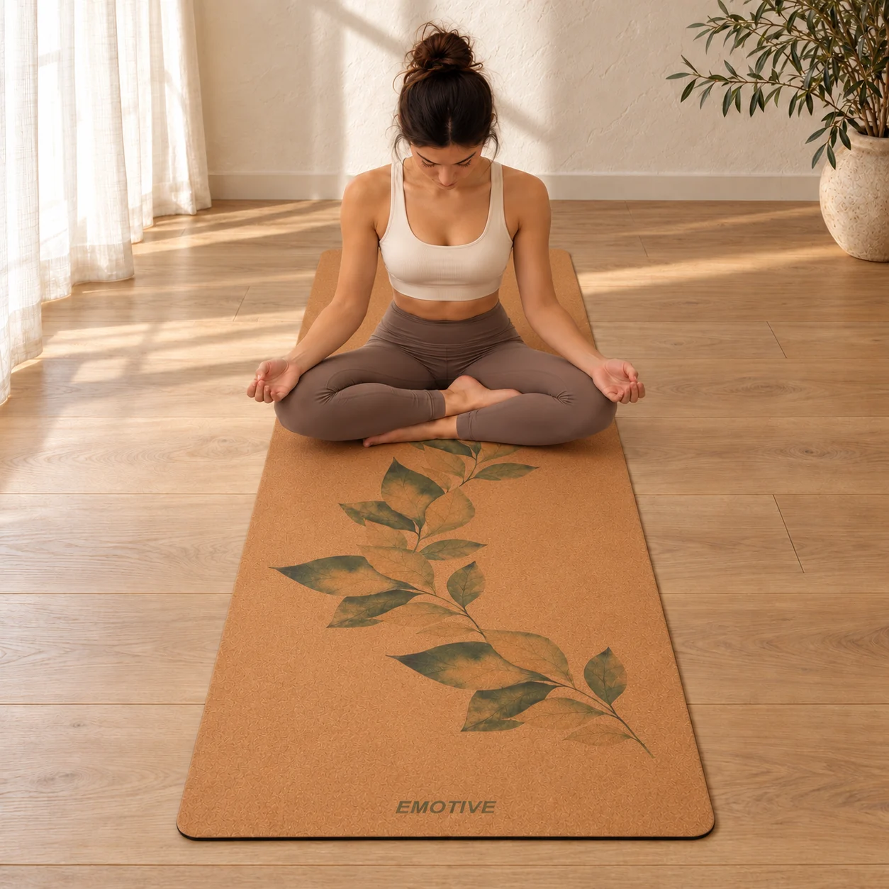 Botanical Leaf Natural Cork Yoga Mat