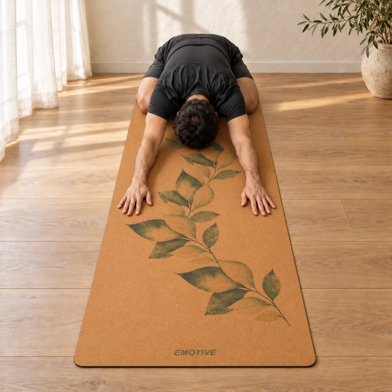 Botanical Leaf Natural Cork Yoga Mat